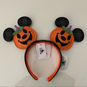 Disney Mickey Minnie Pumpkin Halloween Ears Headband